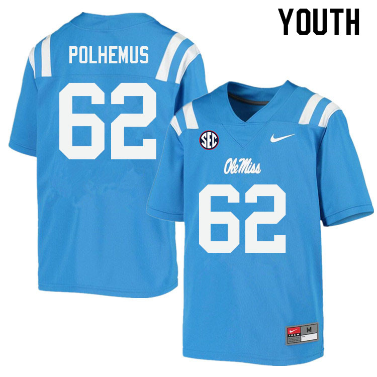 Andrew Polhemus Ole Miss Rebels NCAA Youth Powder Blue #62 Stitched Limited College Football Jersey TMW5758ED